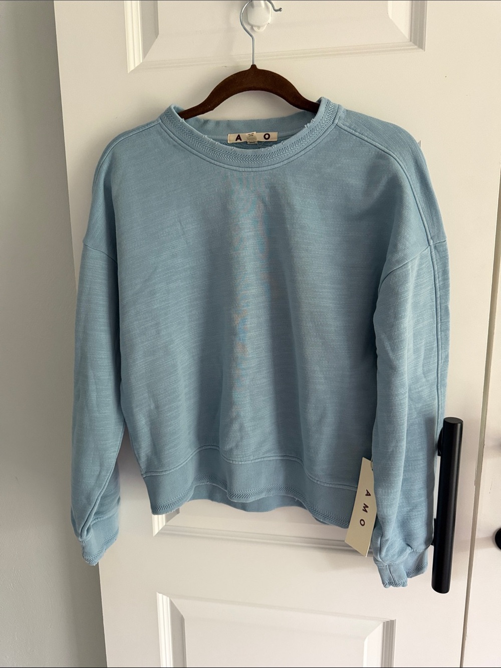 AMO Madison Dawn Pale Blue Women's Crewneck Pullover small